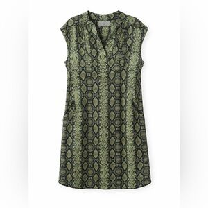 Anthropologie Snake Print Mini Dress Green Black Boho Grunge Indie Pockets-XS